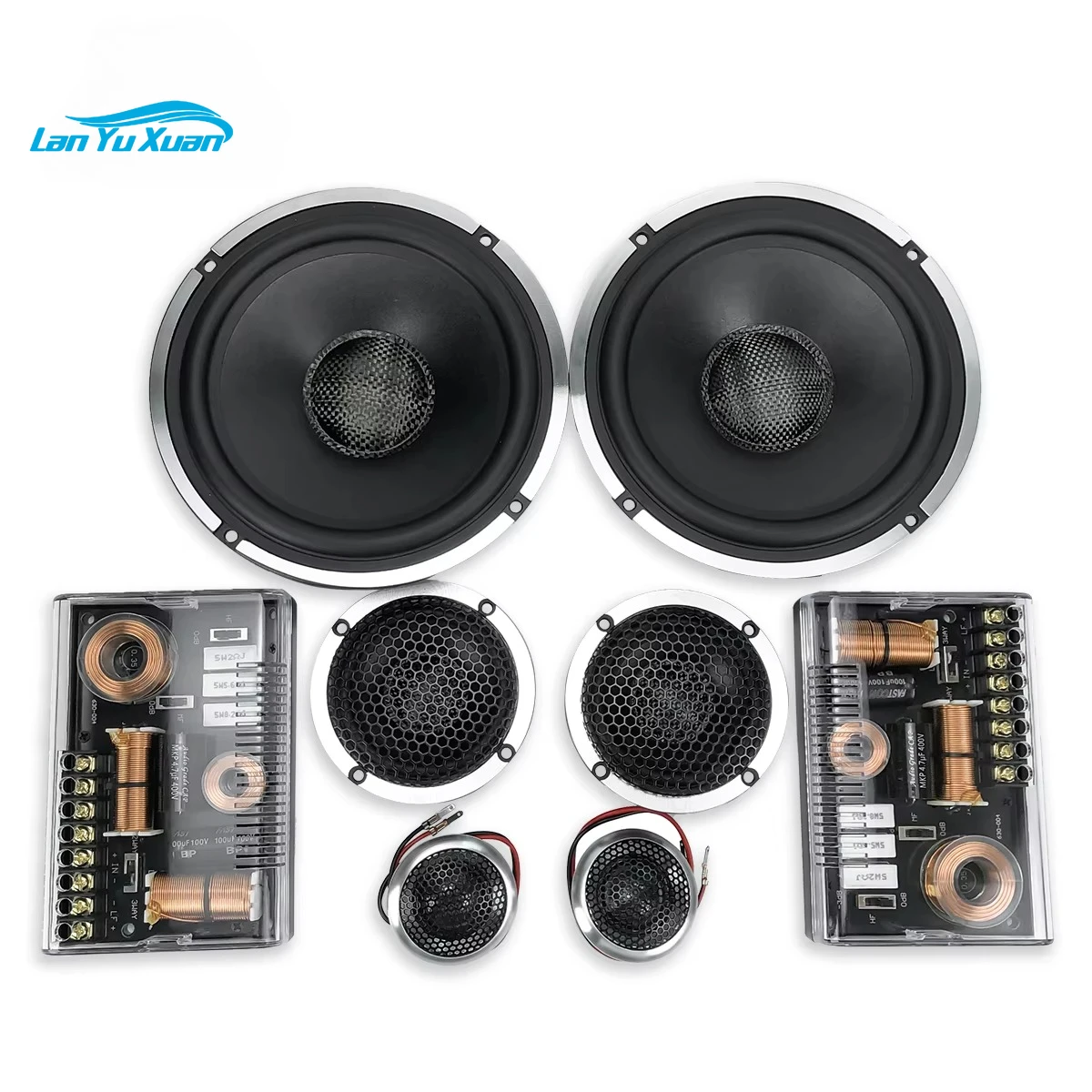 

6.5" Premium Car Speakers 3-Way Component System Shallow-Mount Component Speaker Set Easy to Install in Cars/Trucks/Doors