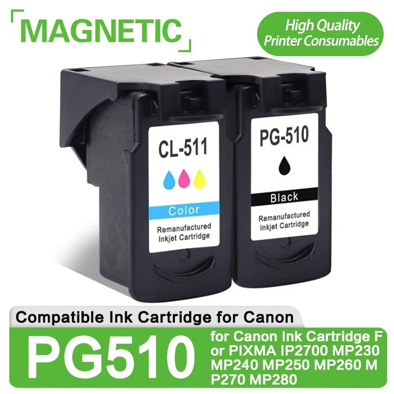 cartucho de tinta compativel para canon pg510 cl511 pg 510xl cl 511xl pg510 pixma ip2700 mp230 mp240 mp250 mp260 mp270 mp280 01