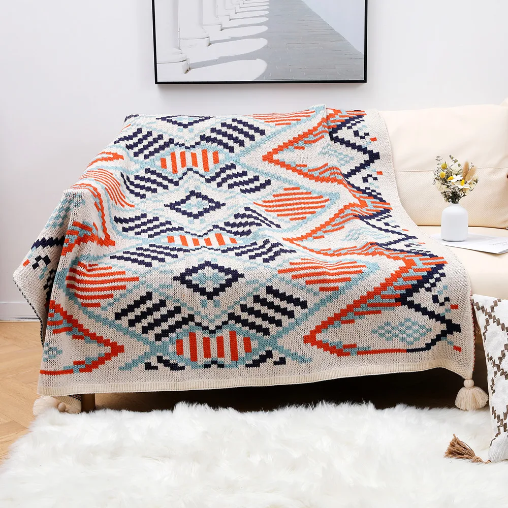 Nordic Knitted Plaid Blankets Bohemian sofa Cover Throw Blanket cozy Bedspread decorative Blankets with tassels for Nap Office