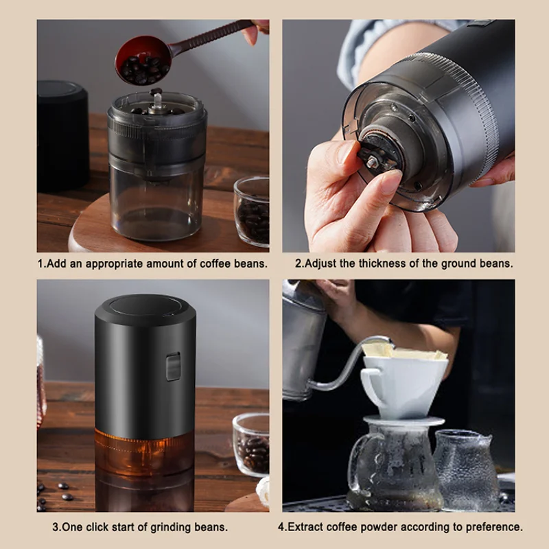 

Mini Portable Electric Coffee Grinder Adjustable Thickness USB Rechargeable Ceramic Grinding Core Automatic Coffee Beans Mills