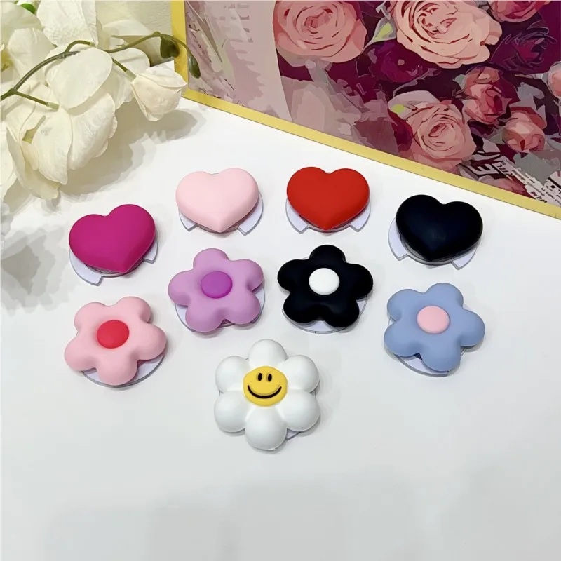 

Силиконовая магнитная подставка для телефона с цветочным сердечком, складной держатель, универсальный для всех чехлов для телефонов, клейкая ручка, кронштейн, модная подставка