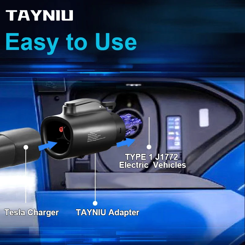 TAYNIU NACS to J1772 Adapter, Max 80A 280V, Compatible with Tesla Chargers & J1772 EVs Fit for Tesla to J1772 Adapter