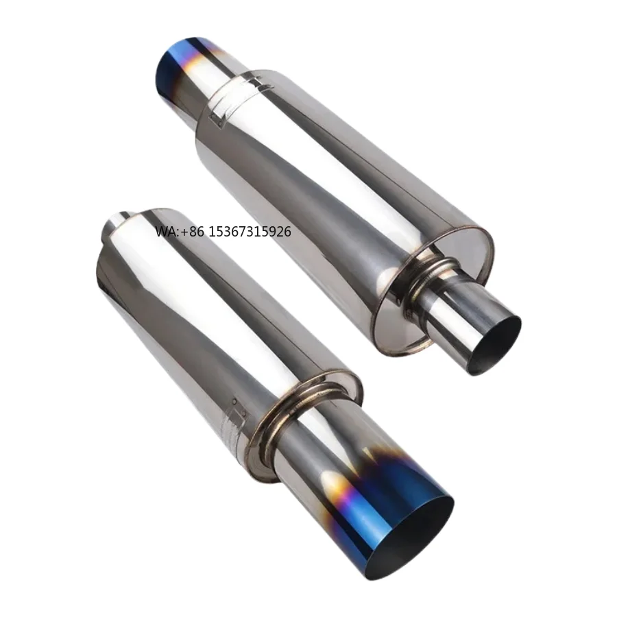 

Universal Auto Stainless Steel Exhaust Muffler 114mm Dia Body End Pipe with 51mm 89mm Cutout Replacement Parts for Cars