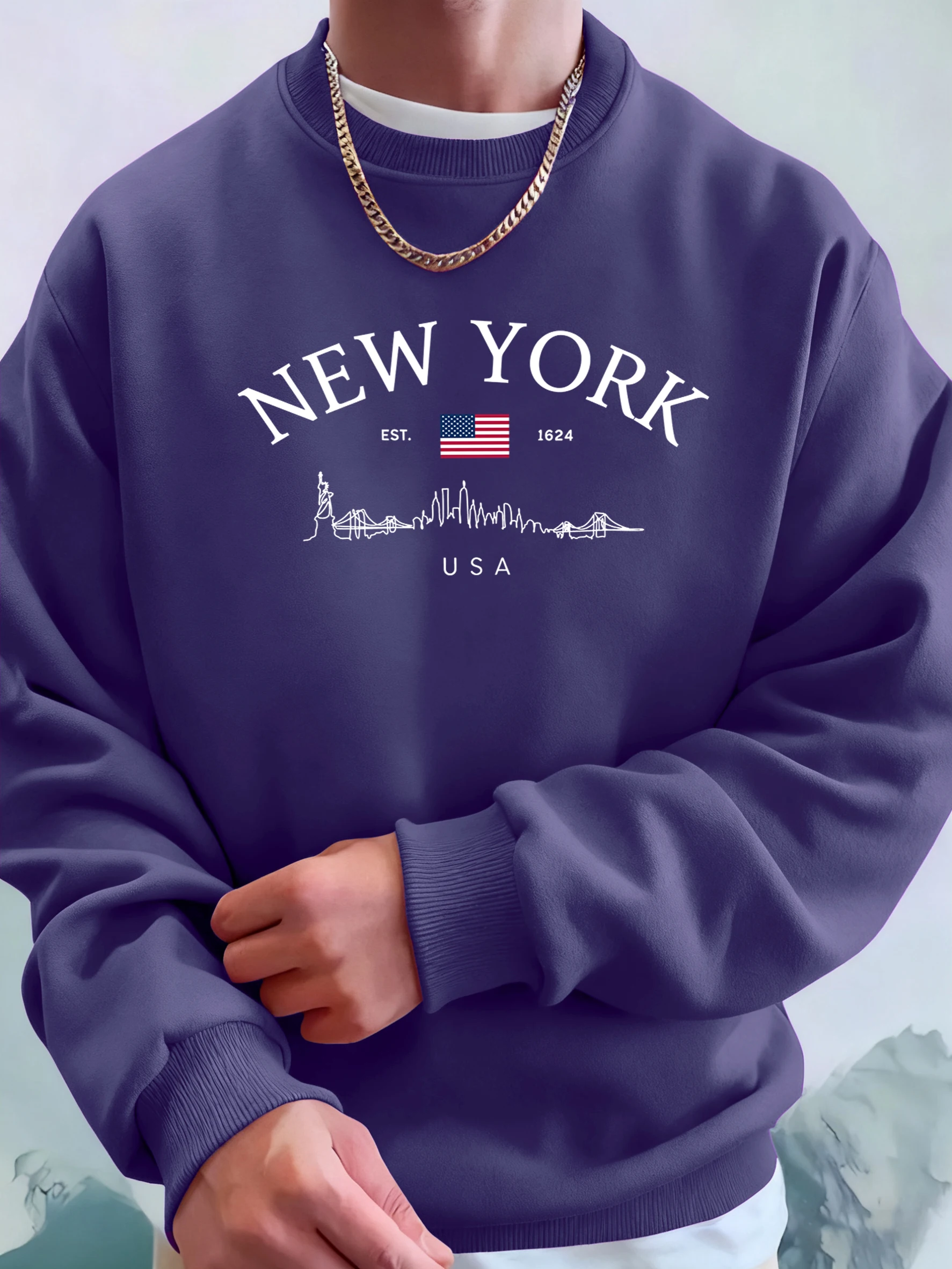 New York USA Gedruckt Hoodies Männliche Mode Grundlagen Sweatshirts Sport Casual Tops Straße Warme Sportswear Lose All-Match-Pullover