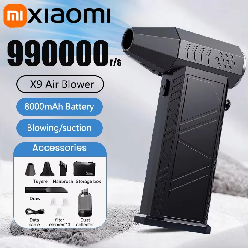Xiaomi-ventilador violento de 990000RPM, potente soplador de aire, aspirador de polvo, carga tipo C, vientos fuertes, soplador de chorro Turbo sin 