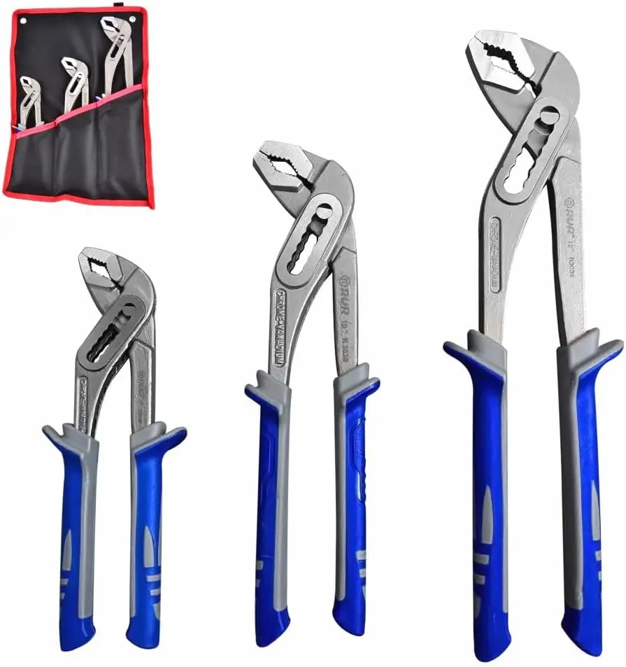 

3Pcs 8-12 in Water Pump Pliers Set with Kitbag, Quick Adjust V-Jaw for Nuts, Bolts, Pipes