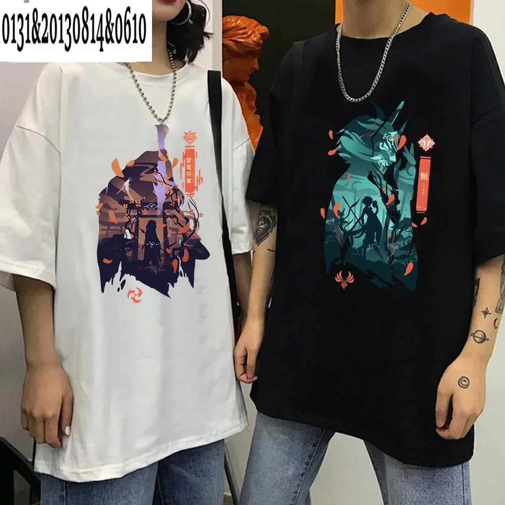 Genshin Impact Printing Tshirts, Venti Print Tee Shirts, Hu Tao Zhong Li, Graphic T-shirt, Kaedehara Kazuha Raiden Shogun Tees