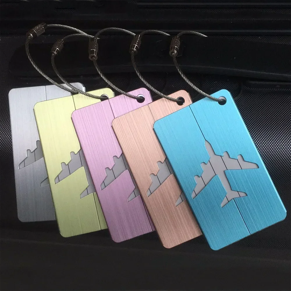 1PC Aluminium Alloy Luggage Tags Fashion Metal Women Men Travel Luggage Suitcase Address Name Label Holder Travel Accessories