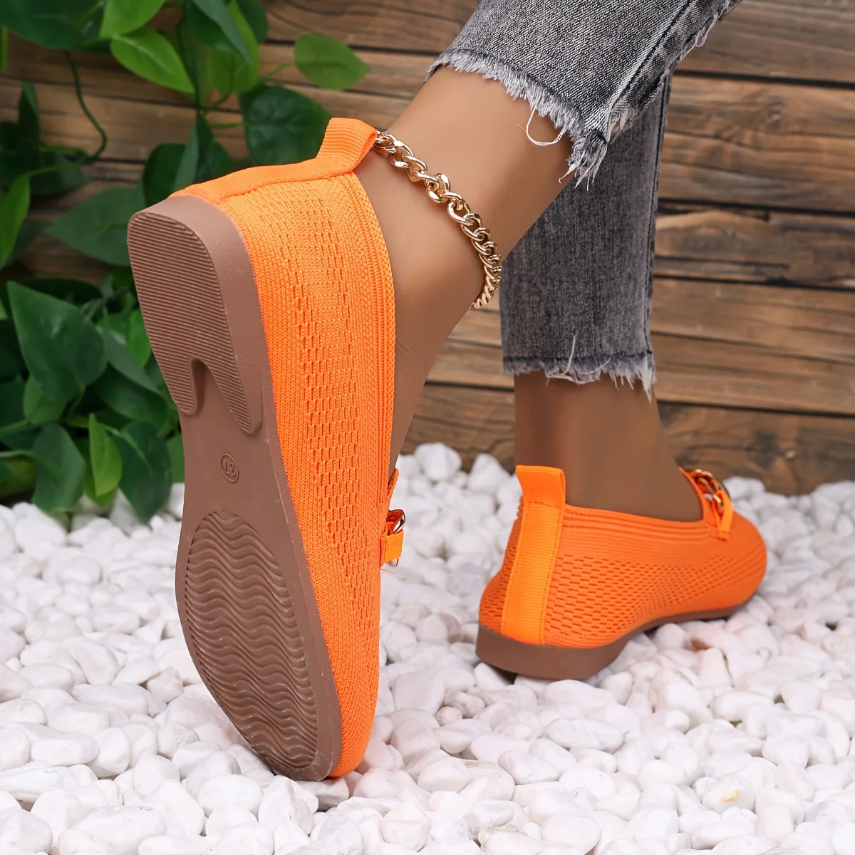 برتقالي لامع ماري جينس | راحة سهلة الارتداء، نعل غير قابل للانزلاق | إبزيم سلسلة لطيف وملابس لجميع المواسم. #4