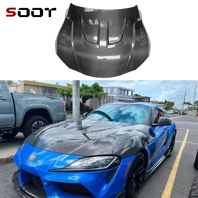 

Для Toyota Supra A90 A91 MK5 капот из углеродного волокна, крышка двигателя, капот, автомобильная подкладка, крышка капота, обновленный кузовный комплект в стиле VRS