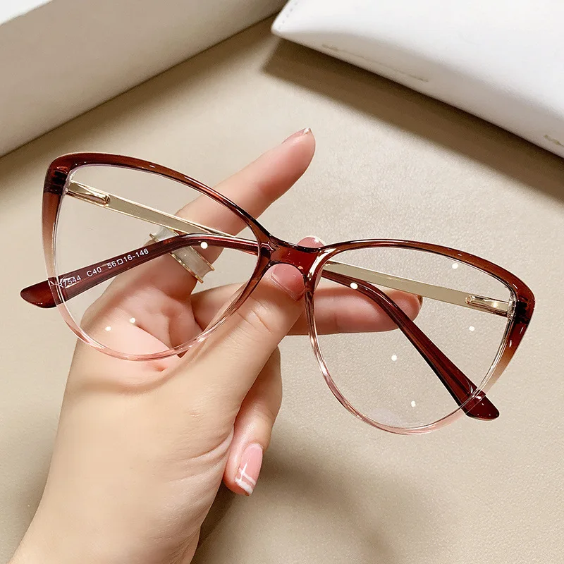 Transparent Computer Glasses Frame Women Anti Blue Light Cat Eye Glasses Blackout Glasses Optical Glasses Trendy 56741
