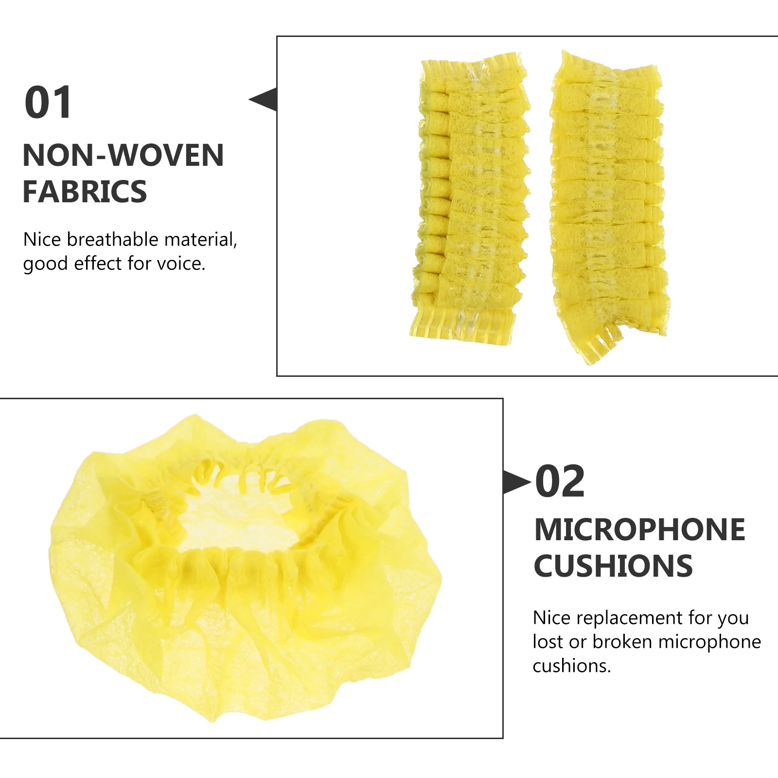 

200Pcs Yellow Disposable Microphone Windshields Breathable Protective Covers For Standard Mic KTV Stage Accessories