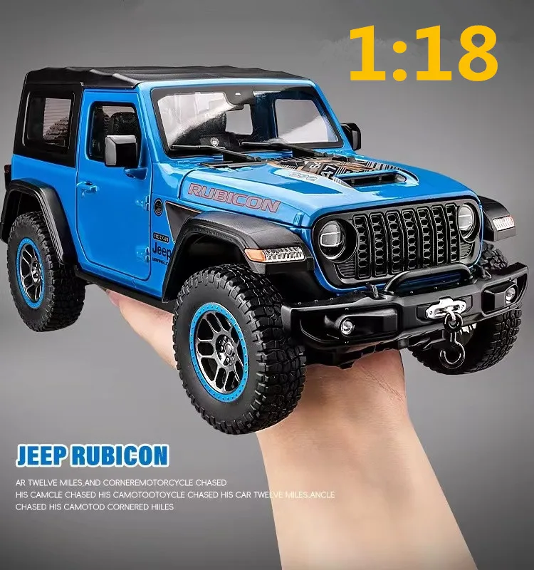 1:18 Jeeps Wrangler Rubicon Alloy Off-road Vehicles Car Model Diecast & Toy Metal Car Model Simulation Sound and Light Kids Gift