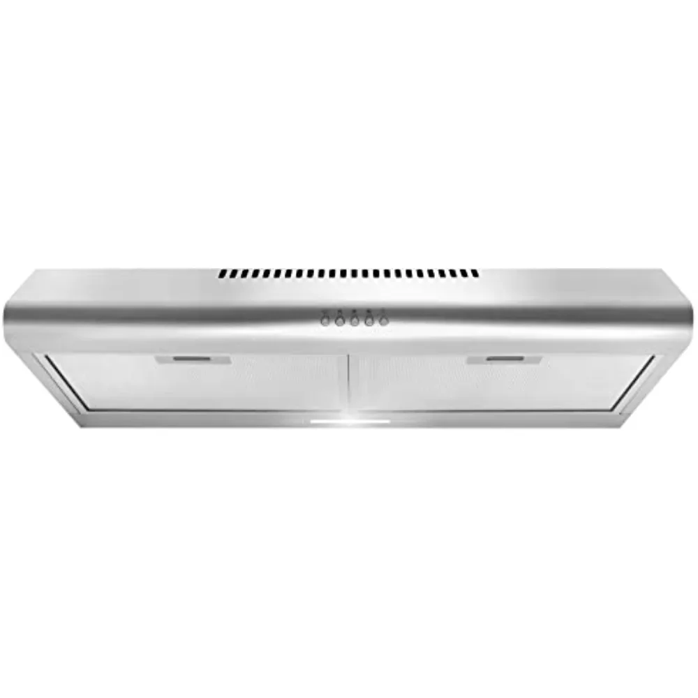 Convertible Duct, Slim Kitchen Stove Vent with, 3 Speed Exhaust Fan, Reusable  and LED Lights in Stainless Steel, 30 inch