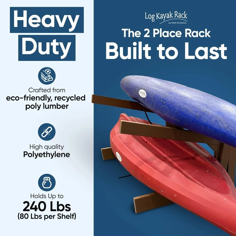 Poly Kayak Rack - 3-Place Kayak Rack for Dock, Recycled Plastic Free Standing Dock, Paddle Board Storage Racks, Surfboard