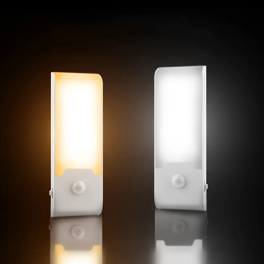Motion Sensor LED Night Light Rechargeable Cabinet Light with Human Body Infrared Sensing Bedroom Stairs Hallway Night Lamp