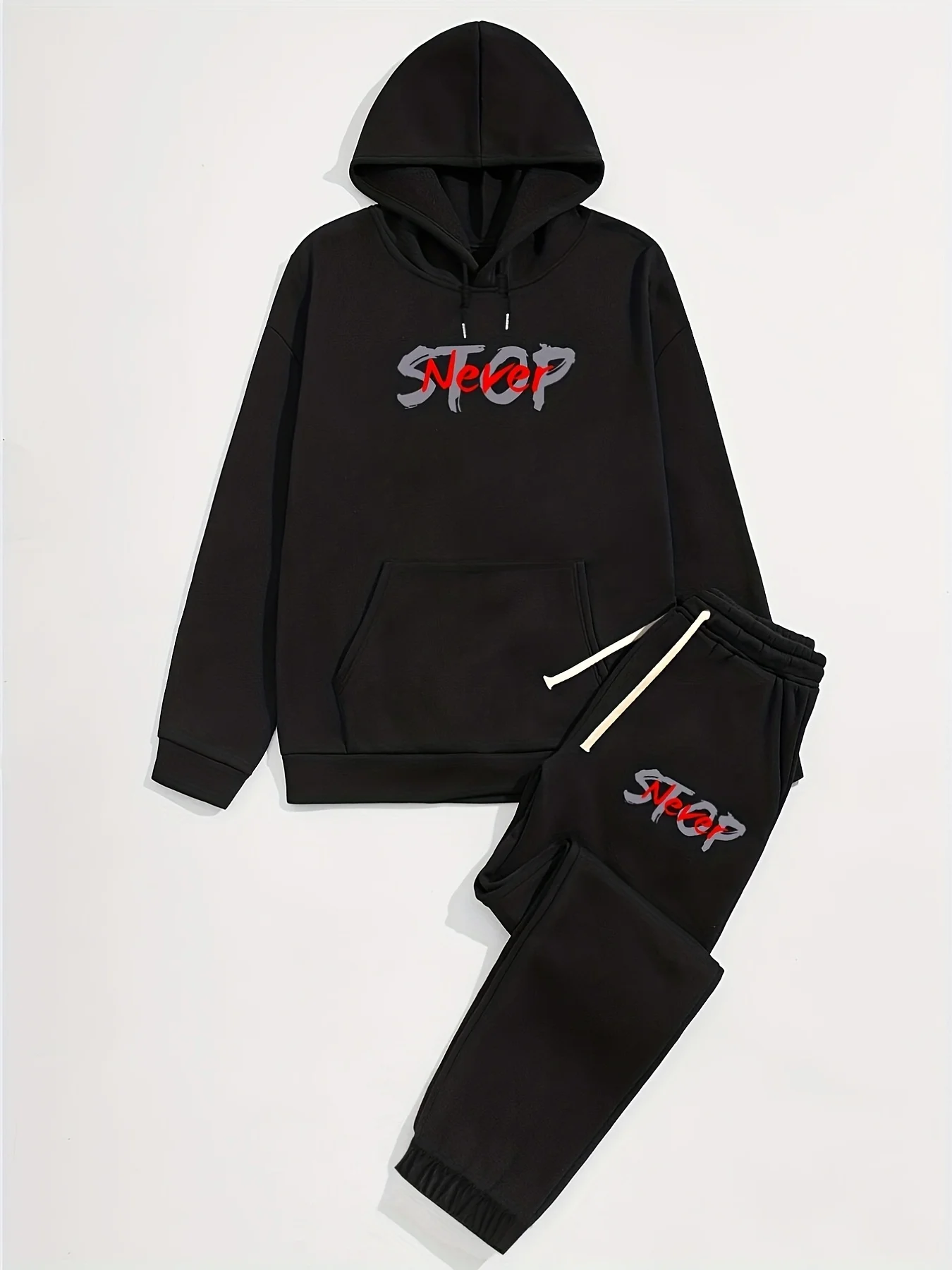 Men's New Fashion Print Hoodie & Sweatpants Set, Long‑Sleeve Casual Two‑Piece Outfit For Autumn Winter Daily Outdoor Wear