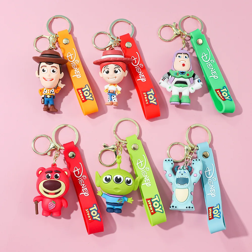 Chic Buzz Woody Kawaii Doll Keychain Disney Toy Story Sulley Alien Toy Phone Ornaments Bag Charms Car Keyring Girls Boys Gifts