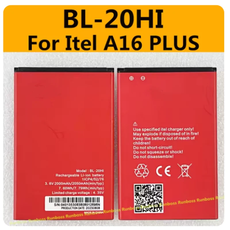 Original New 3.8V 2050mAh BL-20HI Replacement Battery For Itel A16 PLUS Cell Phone