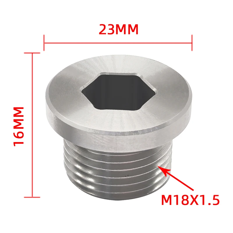 2PCS M18x1.5 Stainless steel & Iron Plug Head with External Hexagonal Thread Hexagon Socket Steel Plug Bung Bolt Car Accessory