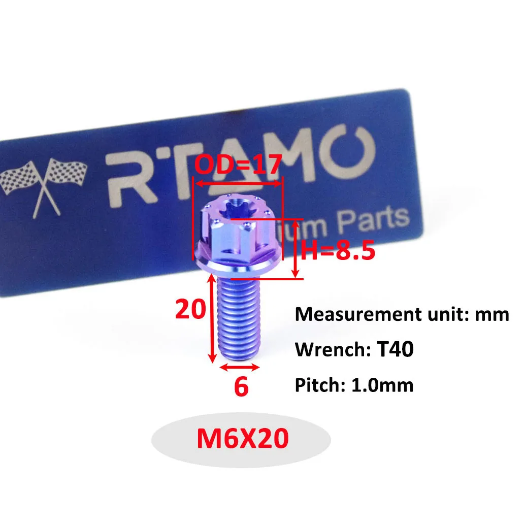 RTAMO Titanium Alloy Bolt M6 M8X20/25/30/35/40/50/60 Torx Big Head Shock Caliper Bolt (1PC)