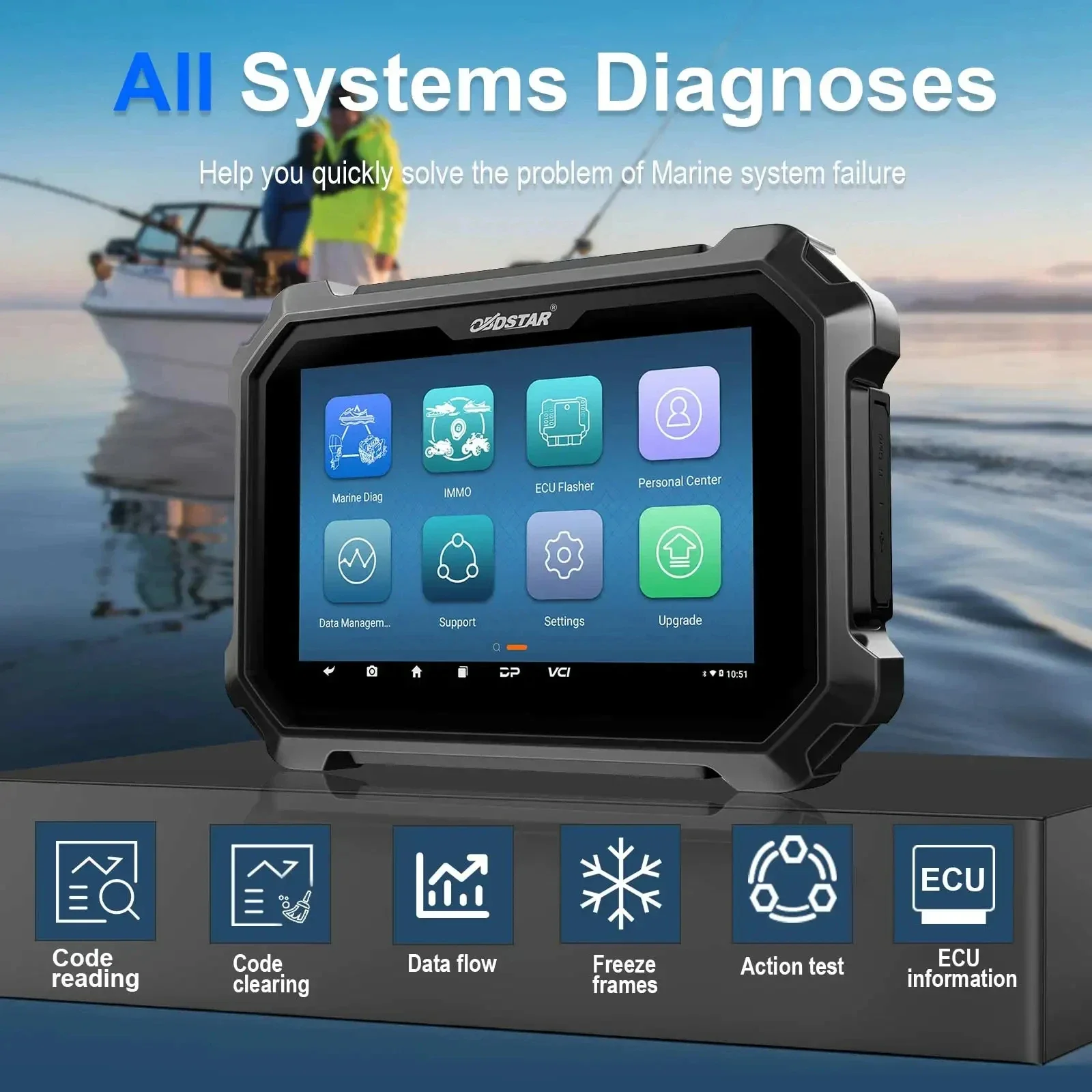 OBDSTAR D800 A + B + C + D Full Configuration Intelligent Diagnosis for Marine (Jet Ski/ Outboard/ Inboard/ Generator)