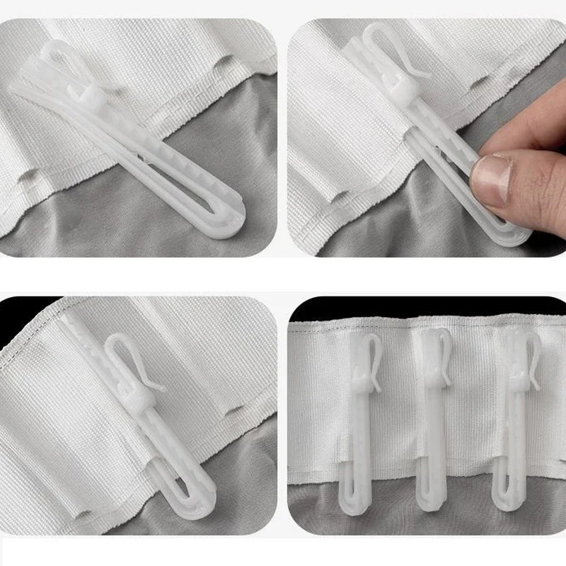 10Pcs/Set High Quality Curtain Hanging Hooks Adjustable hook Ring Window White Curtain Hook Holder For Home Curtain