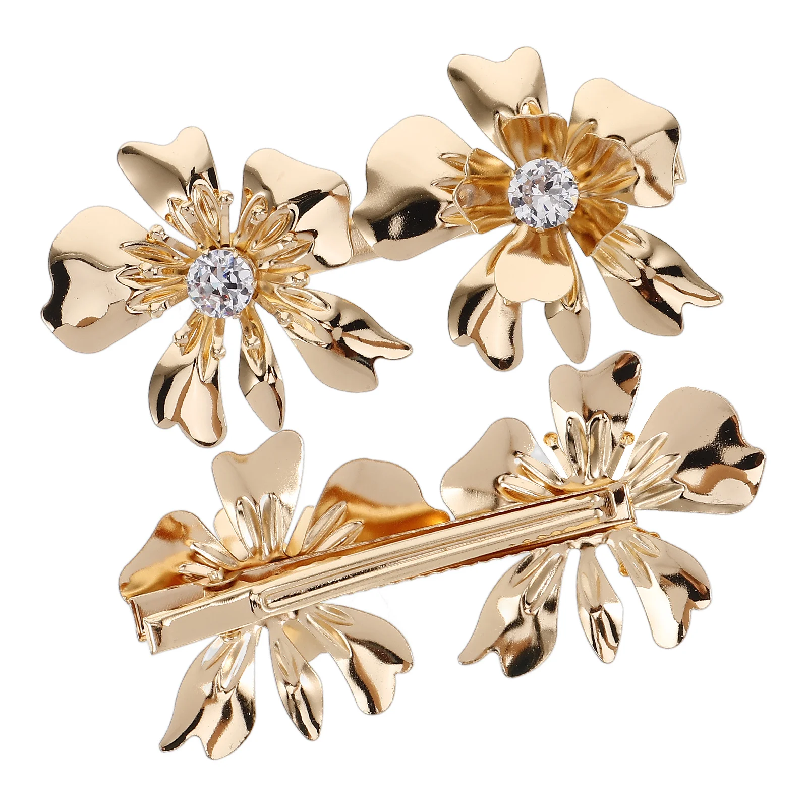 

2 Pcs Women Trendy Delicate Women Clips Statement Barrettes Flower Hair Clip Decorative Flower Style Hair Clip Metal