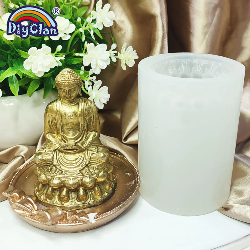 3D Meditation Buddha Shape Silicone Mold Gypsum Epoxy Resin Candle Handmade Mould Fragrance Candle Making Tool