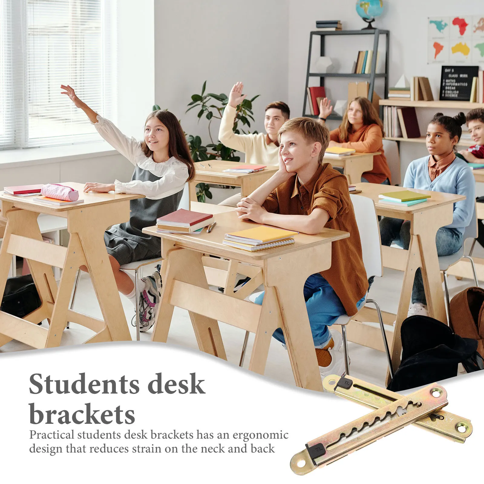 

1 Pair Adjustable Angle Desk Brackets 7-Level Height Control Ergonomic Heavy Duty Support For Students Parents L Brackets Flat
