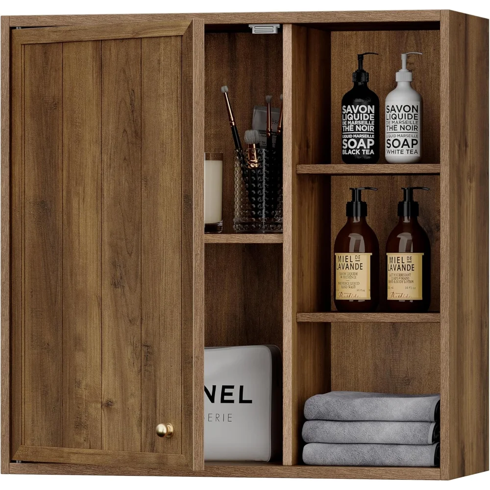 

Bathroom Wall Cabinet, Small Wall Cabinet Over Toilet with Door and Adjustable Shelf, Rustic Medicine Cabinet for Kitchen