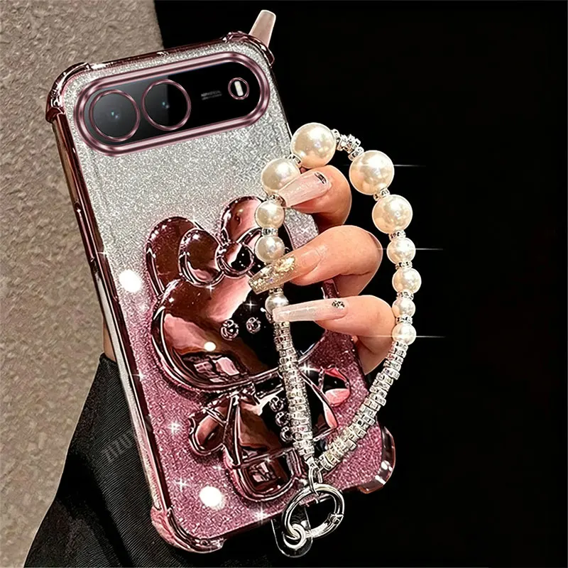 Pearl Lanyard Rabbit Phone Holder Case On For Infinix Hot 30 30i 40 40i 50 50i 60 60i 70 Nfc Play Pro Plus + 4G 5G Back Cover