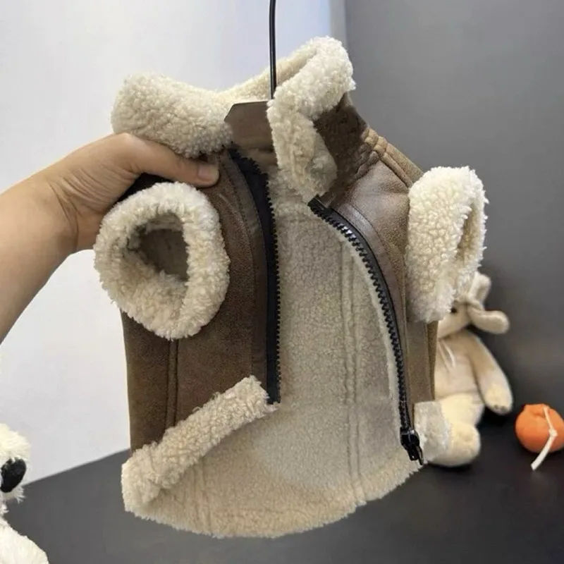 

Стеганый жилет для домашних животных, однотонная одежда для собак, зимнее теплое хлопковое пальто Тедди, куртка без рукавов для маленьких собак с тяговой пряжкой