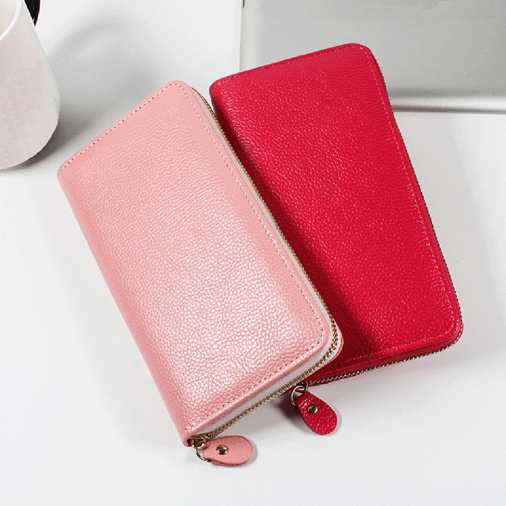 Women's Purse Large Capacity Slim Credit Card Case PU Leather Zipper Clutches Cute Minimalist Purse Long Slim Wallet In Stock