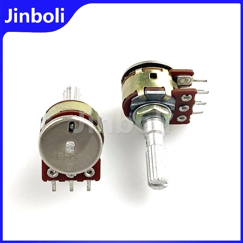 1PCS 16 Type 6Pins Dual B50K With Center Positioning Power Amplifier Audio Volume Potentiometer Flower Shaft Length 25mm