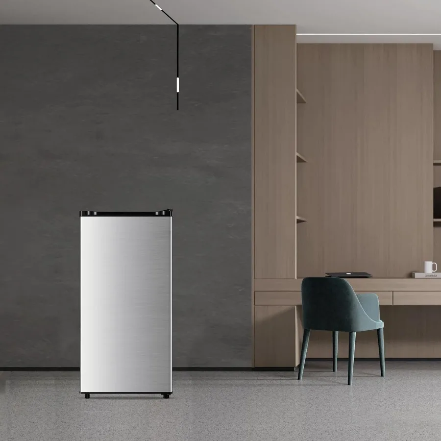 ثلاجة صغيرة 3.1 قدم مكعب مع فريزر ثلاجة مدمجة بباب واحد لشقة النوم والمكتب وغرفة النوم 7 إعدادات لإعلان درجة الحرارة