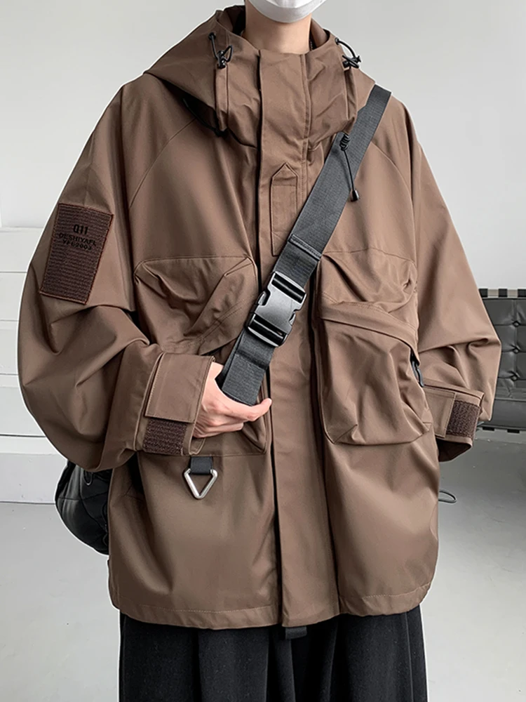 

Мужская водонепроницаемая куртка для улицы, большие размеры 300, тяжелая рабочая одежда Du, ветрозащитная куртка на молнии с капюшоном, повседневная весенняя куртка