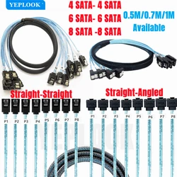 Group câble de données SATA3.0, 4 SATA 6 SATA 8 SATA SAS Serial ATA 7Pin 6Gbps pour disque dur SSD, lecteur optique, serveur hôte 0.5/0.7/1m