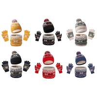 Adorable Kids' Winter Set - Snowflake Knit Hat, Fleece Scarf & Warm Gloves, 3-Piece Set For Cozy Comfort In Cold Weather