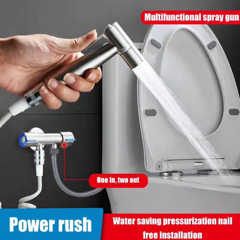 Portable Bidet Toilet Sprayer Stainless Steel Hand Held Spray Toilet Shower Wc Dual Control Angle Valve Bathroom Accessories