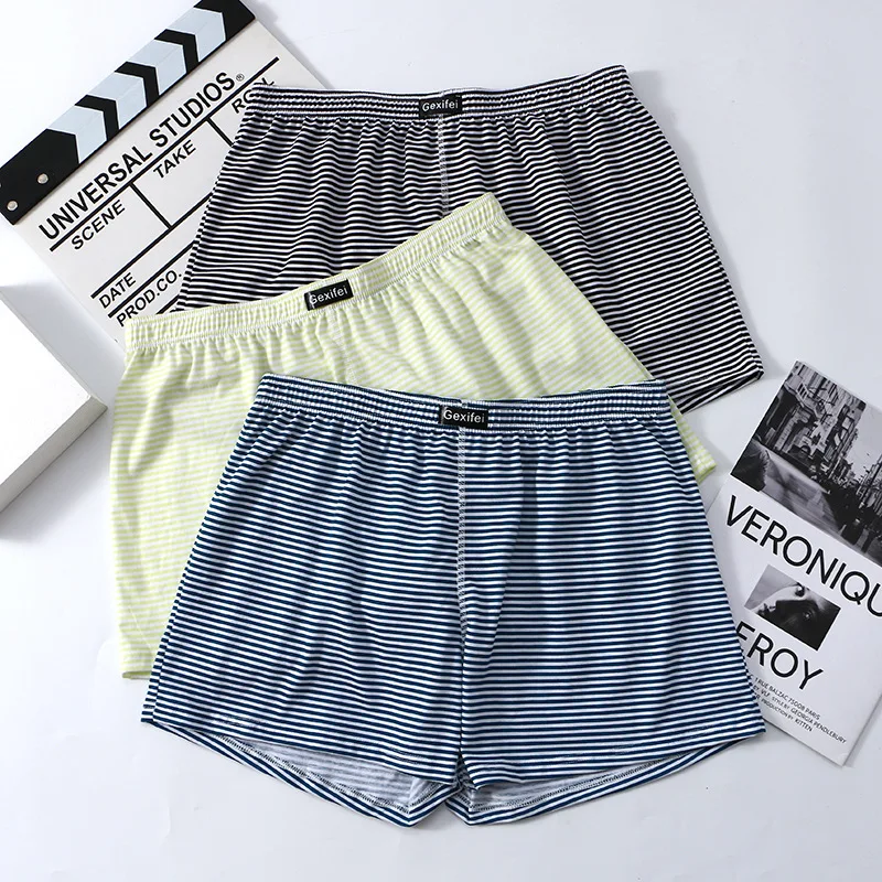 

4XL Mens Boxer Shorts Cotton Sleep Bottoms Striped Underwear Calzoncillos Hombre Boxershorts Panties Cuecas Underpants Aro Pants