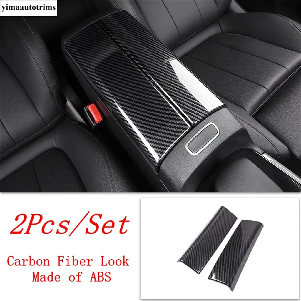 Center Console Armrest Box Panel Sequins Cover Trim For Mercedes-Benz GLB 180 200 X247 2020 - 2024 ABS Carbon Fiber Accessories