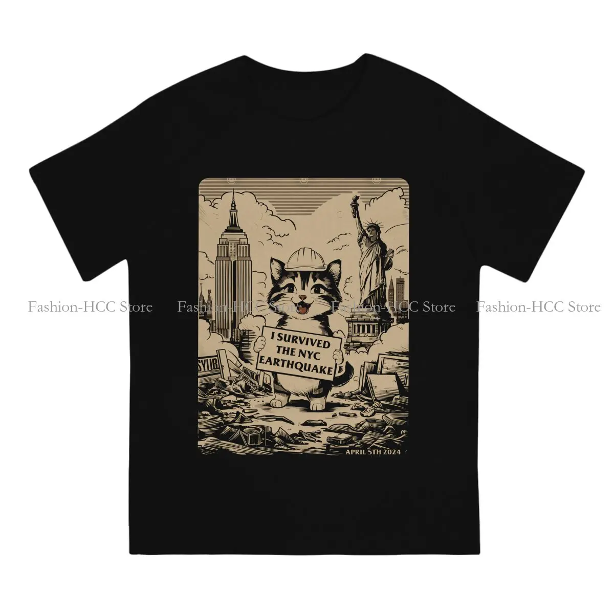 I Survived The NYC Earthquake TShirt for Men Cool Humor Summer Tee T Shirt Novelty New Design