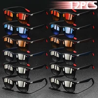 12PCS Gafas de Sol Cuadradas de Moda para Hombre y Mujer, Ligeras, Coloridas y Modernas para Conducir al Aire Libre