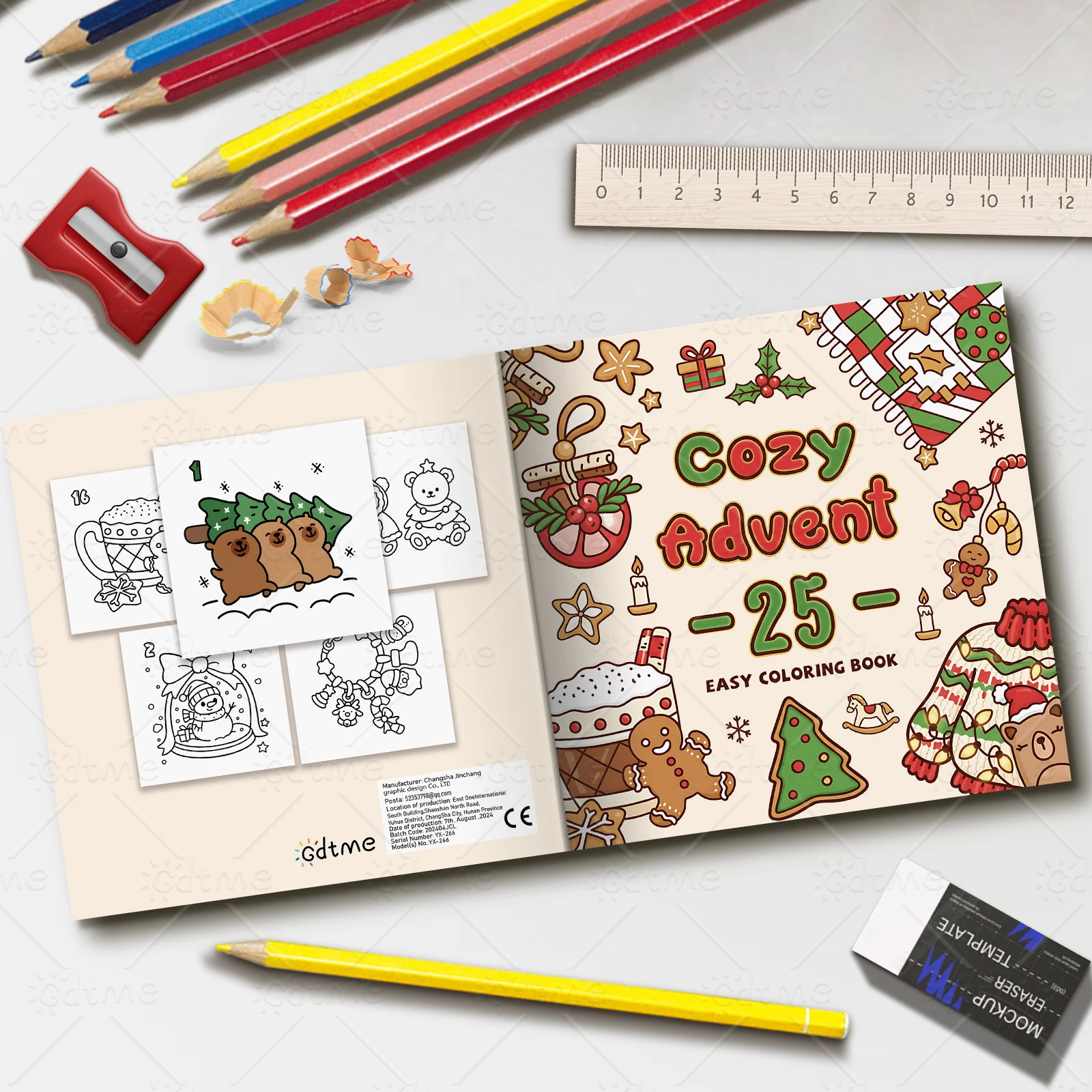 Gemütliches Advent 25, einfaches Malbuch mit Charakteren, Malbuch für Erwachsene, Tierthema, Malbuch, Malbuch für Erwachsene und Jugendliche – Detail 3