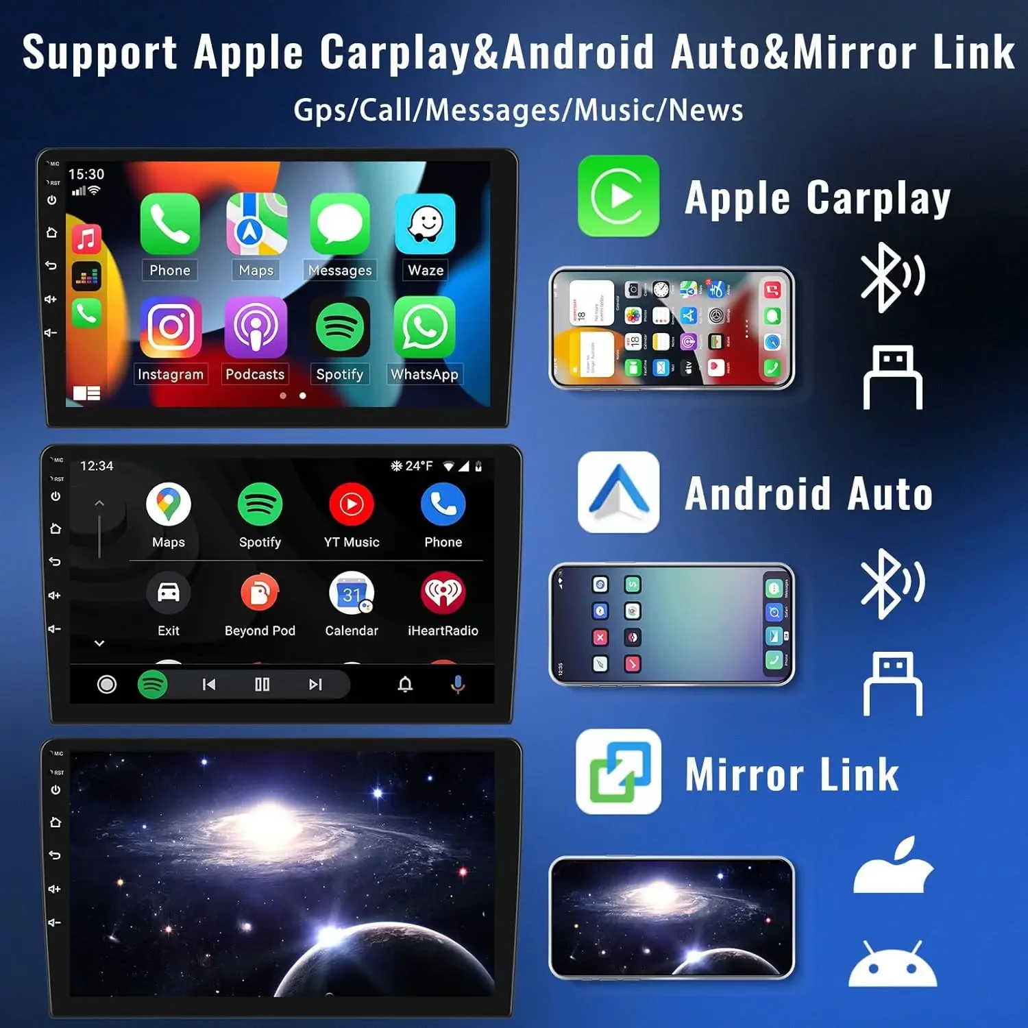 Android 13 untuk Hyundai Elantra 2015-2018 dengan Carplay Nirkabel & Android Auto 9 "Radio Mobil dengan Navigasi GPS SWC + Kamera Cadangan