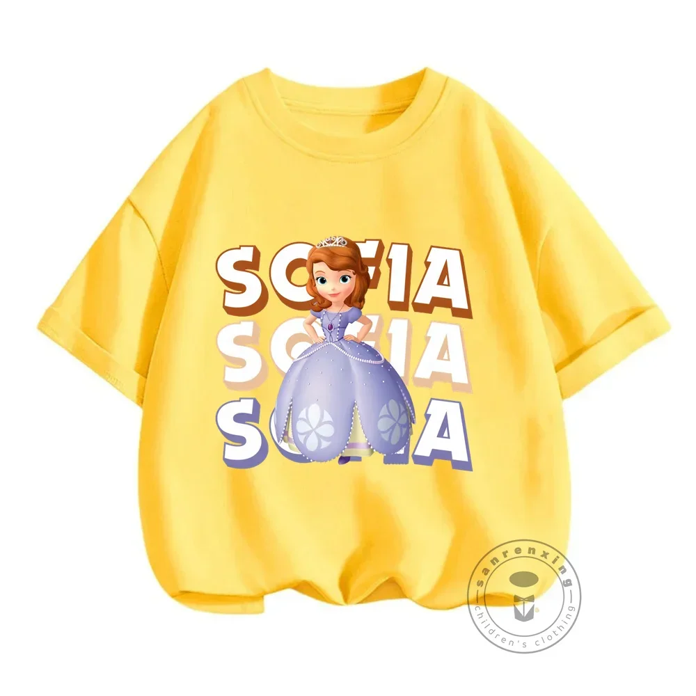 Sofia The First Anime Children\'s Clothing Short-sleeved T-shirt Children 2024 Boys and Girls T Shirt Trend Fashion Streetwear