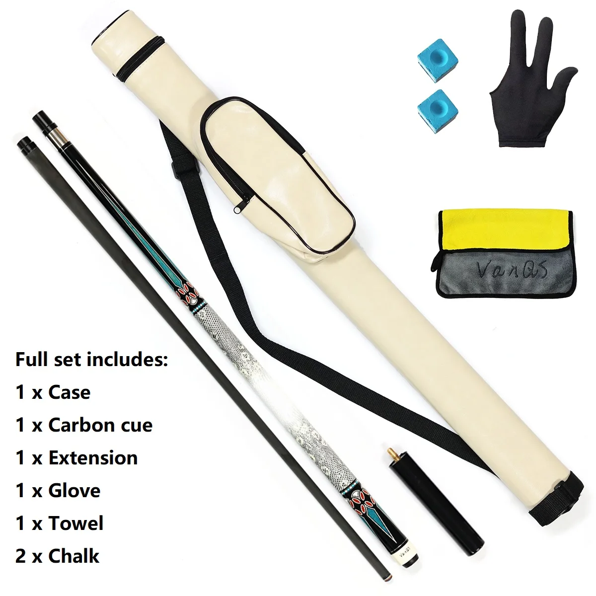 Gift Set of Carbon Graphite Billiard Pool Cue with Case Kit