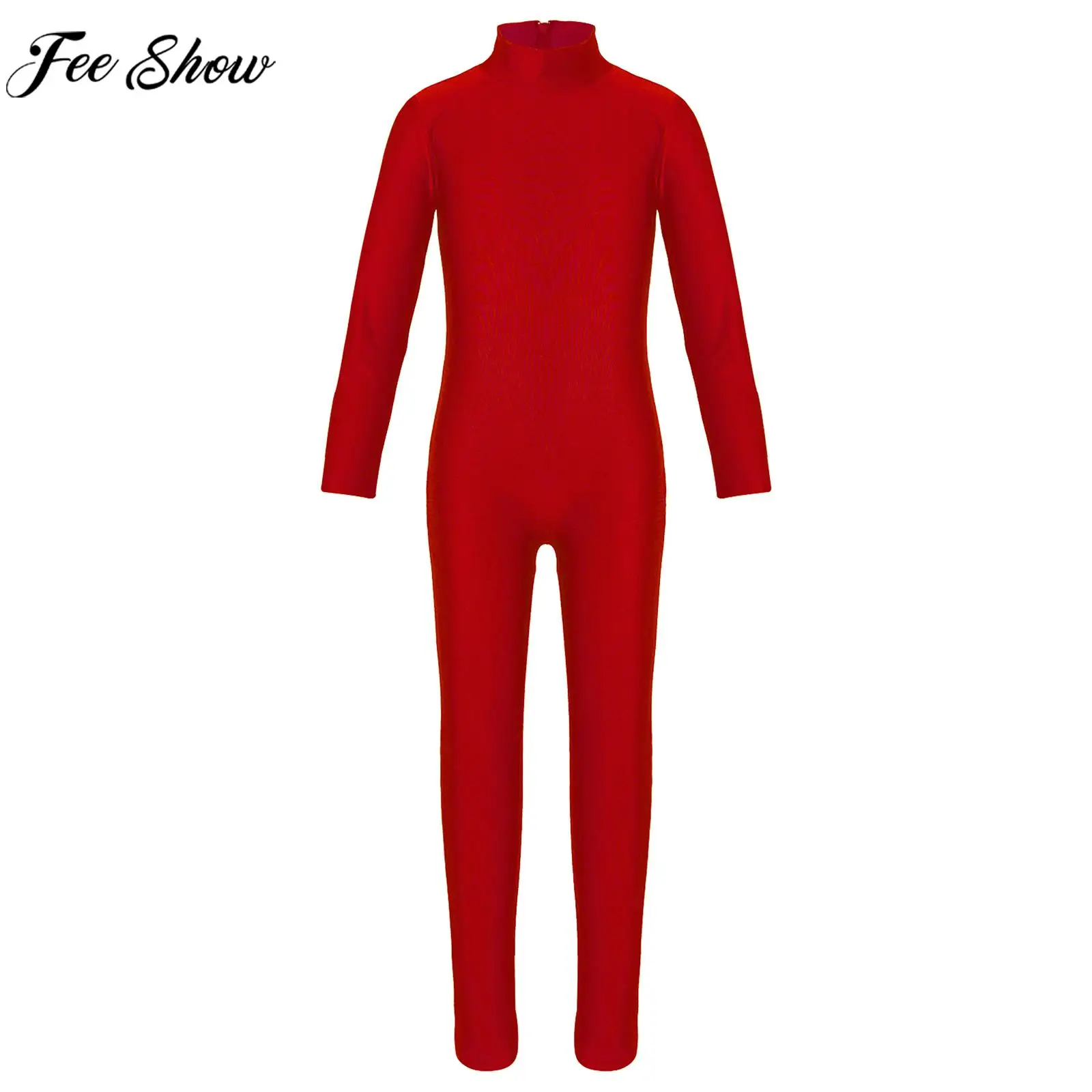 Kids Girl Long Sleeve Zipper Ballet Dance Leotard Gymnastics Dancing Class Skating Yoga Bodysuit Sports Fitness Workout Jumpsuit
