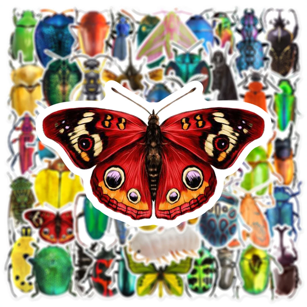10/30/50pcs Colorful Mix Cartoon Insect Animal Stickers DIY Phone Stationery Luggage Helmet Cool Waterproof Graffiti Sticker Toy